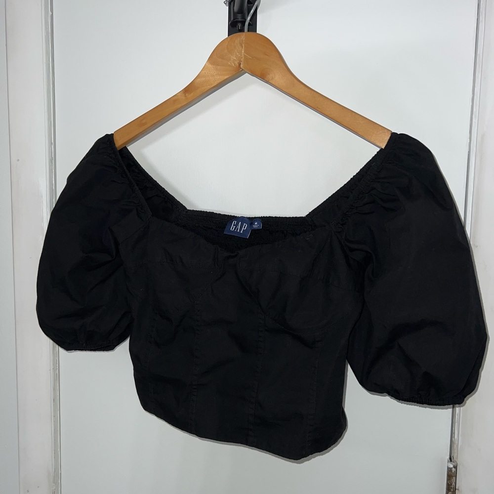 Cropped GAP puff sleeve corset top